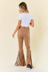 Fashion Styled Pantalón suede flecos Arena