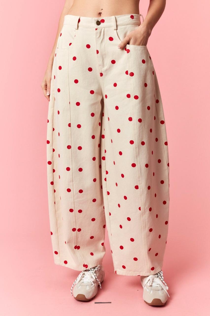 Jeans barrel polka dots Rojos