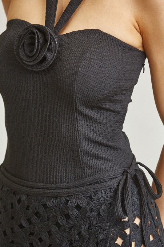 Body halter cruzado flor