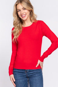 Fashion Styled Sweater cuello redondo Rojo