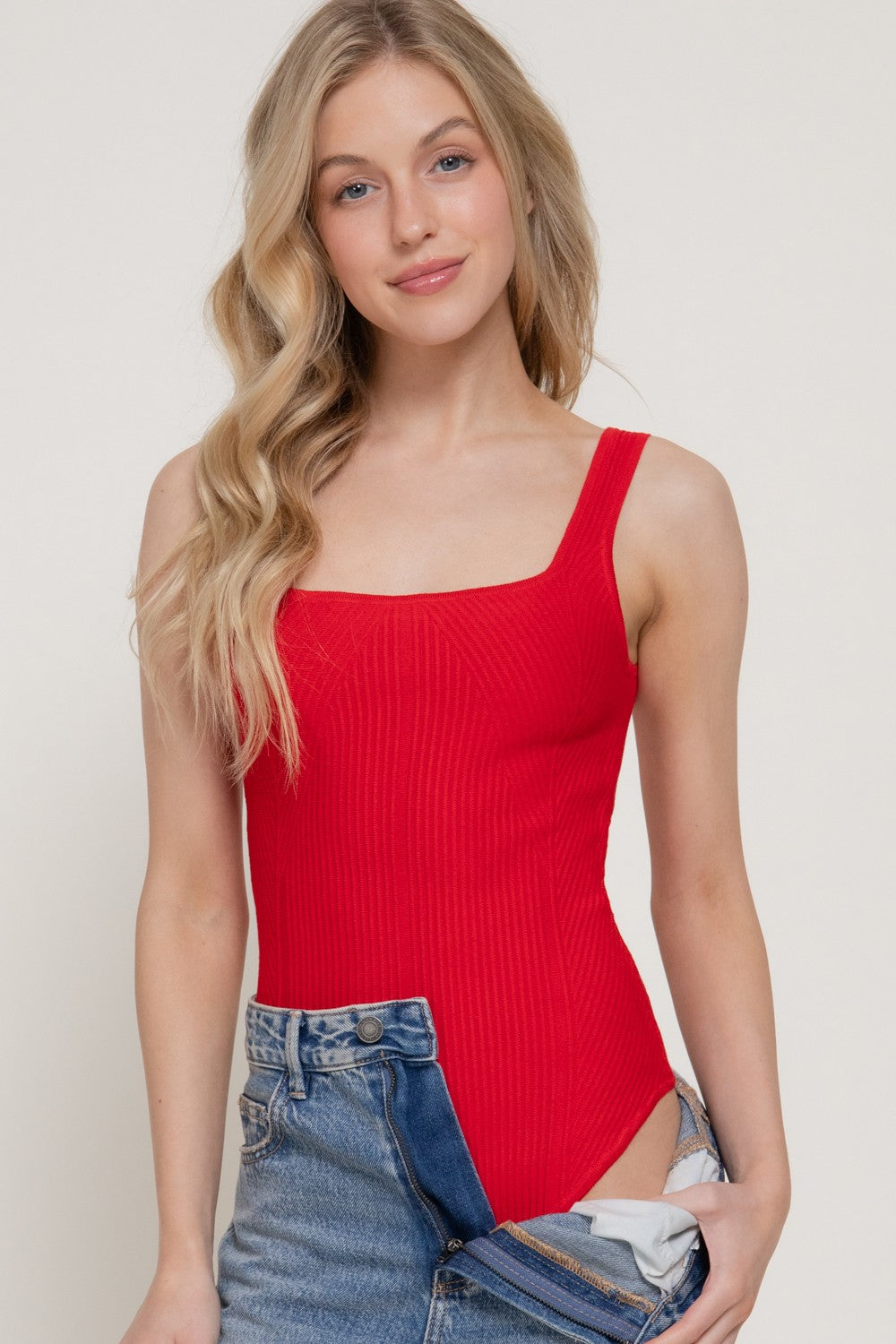 Body cuello cuadrado punto acanalado