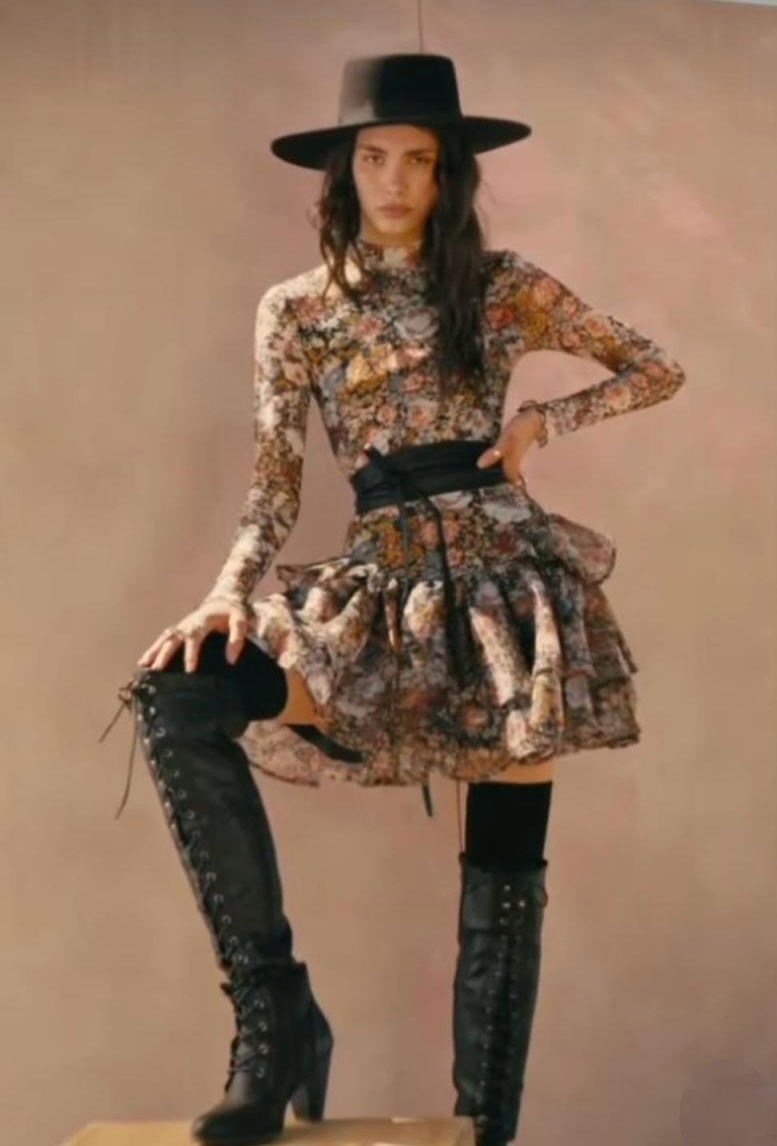 Vestido mesh olanes organza flores Azul