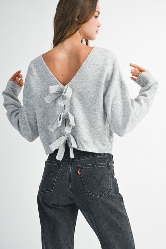 Sweater punto moños reversible Gris