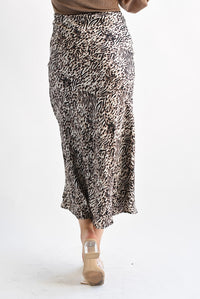 Fashion Styled Falda midi animal print Ivory