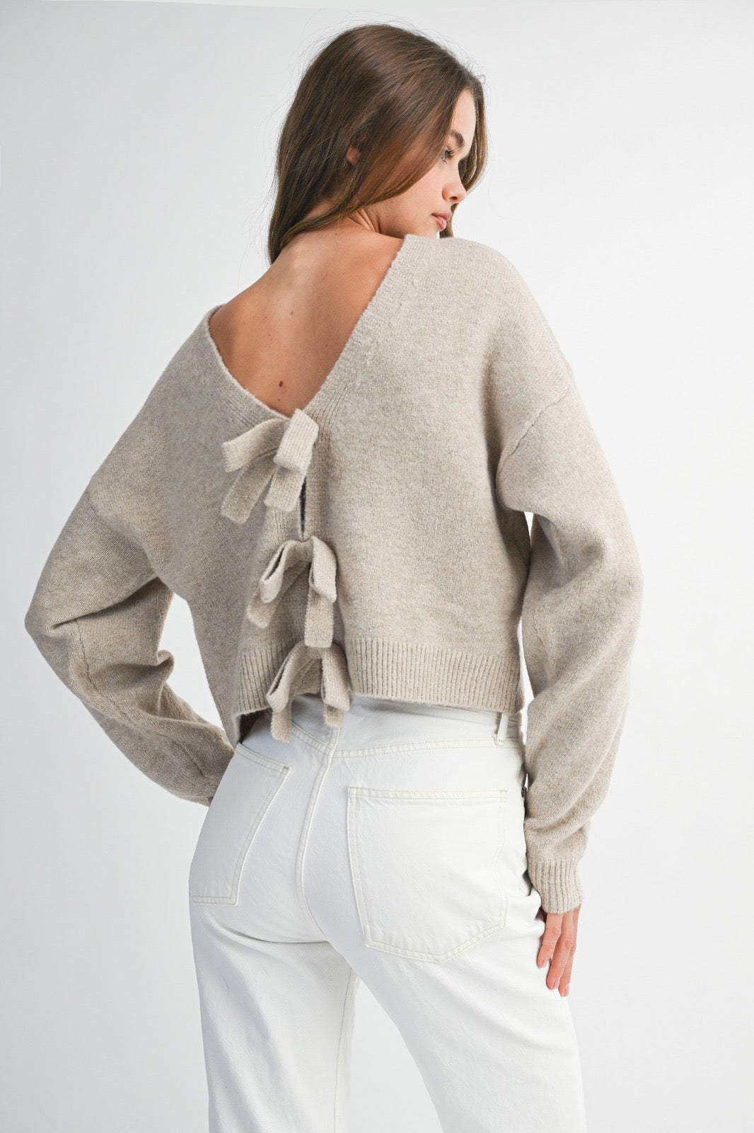 Sweater punto moños reversible Moka