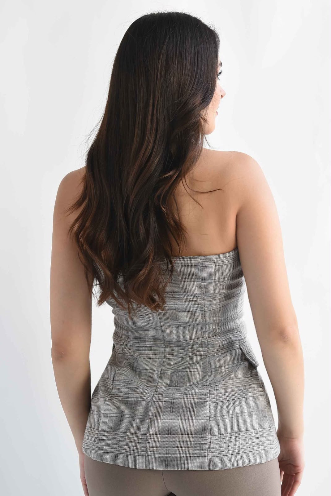 Blusa strapless cuadros