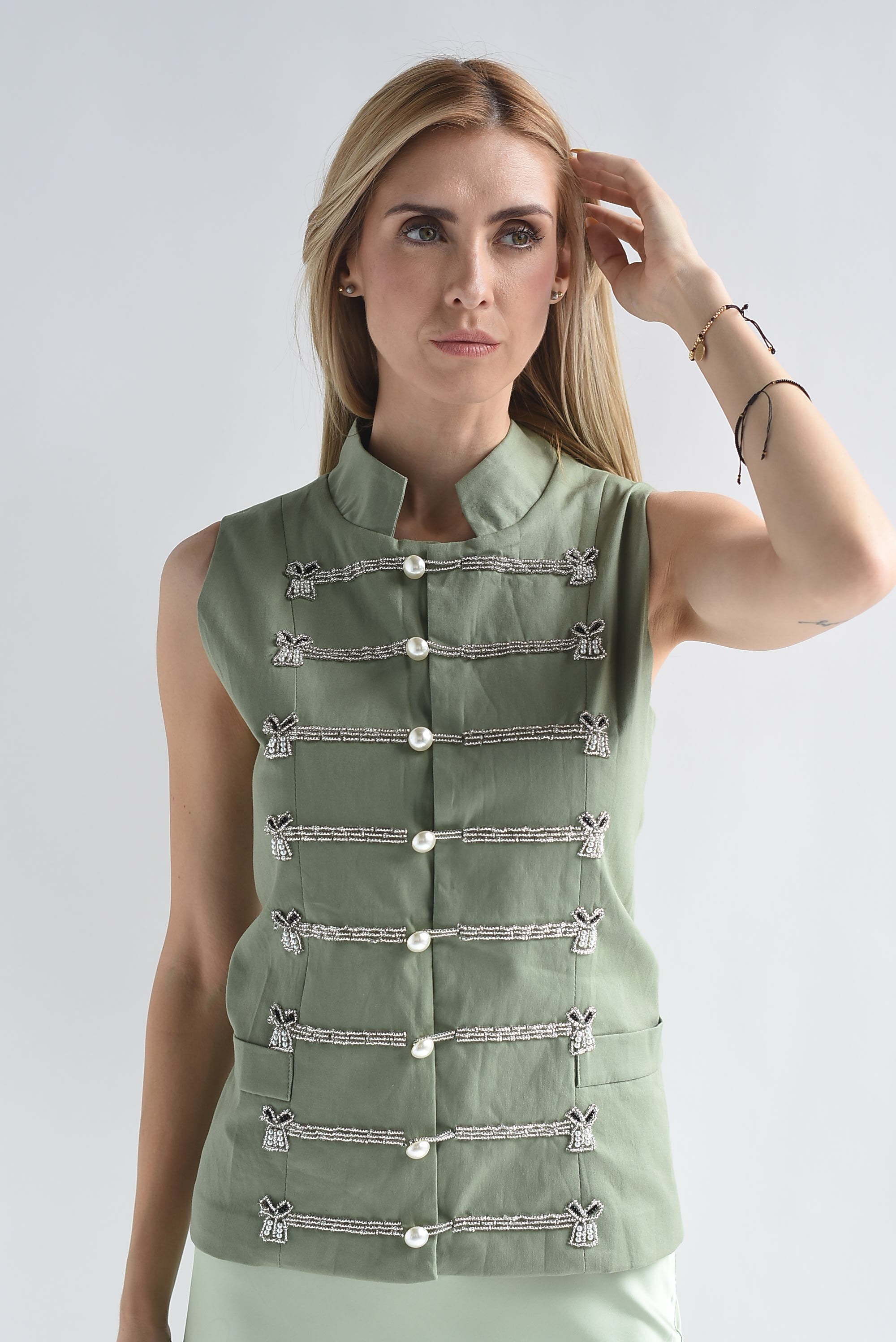 Chaleco militar Chinese perlas