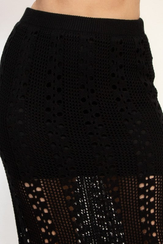 Falda crochet fondo corto Negro