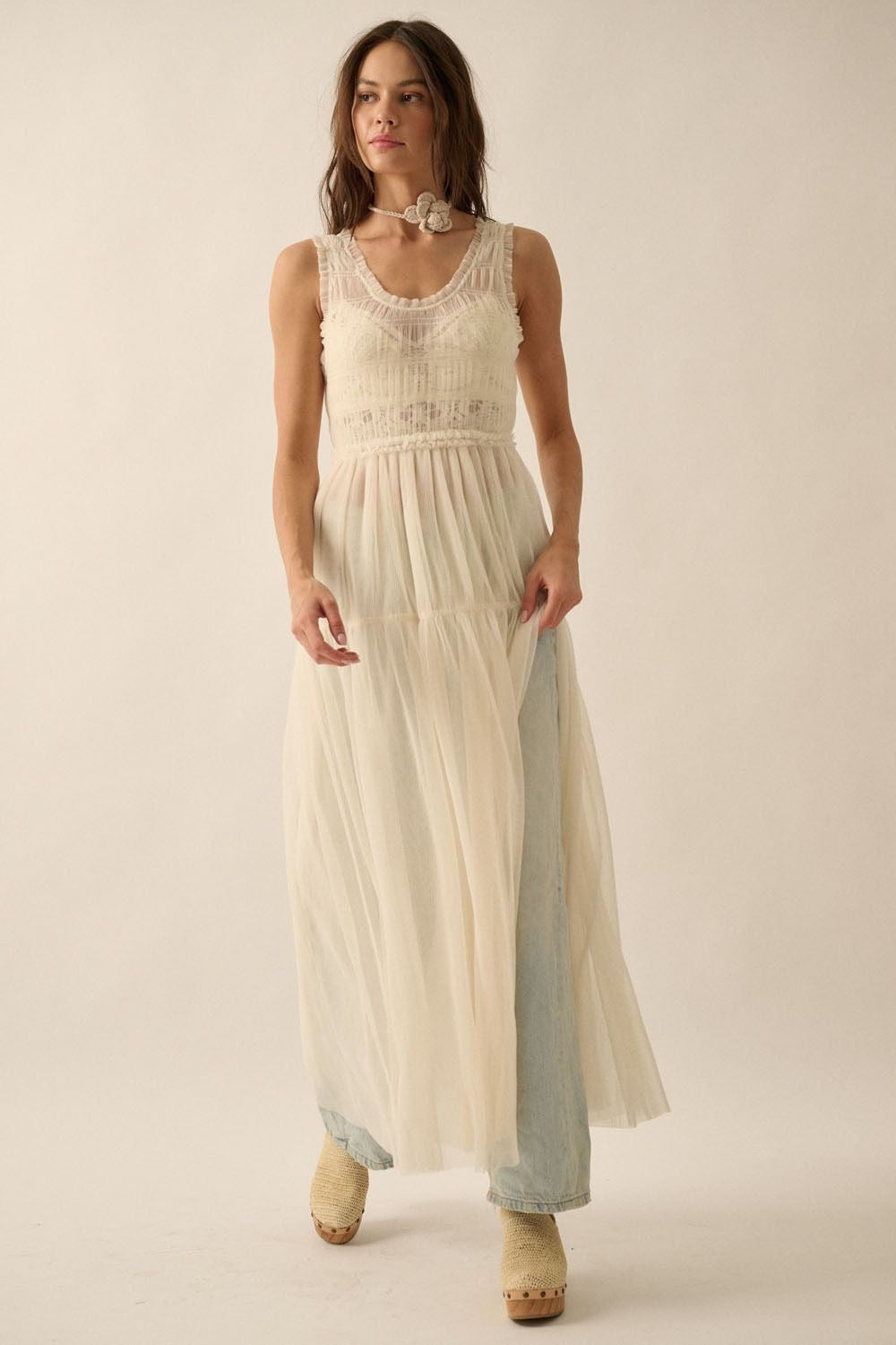 Vestido tulle texturizado