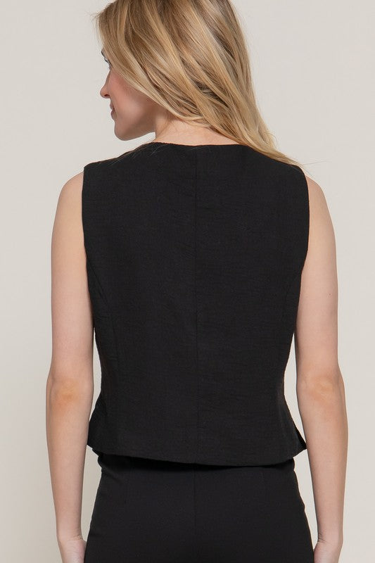 Chaleco broches lazos Negro