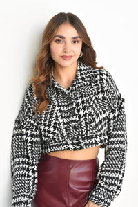 Fashion Styled Abrigo crop Houndstooth