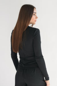 Fashion Styled Blusa cruzada cut-out Negra