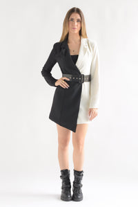 Fashion Styled Blazer dress bitono Blanco y Negro