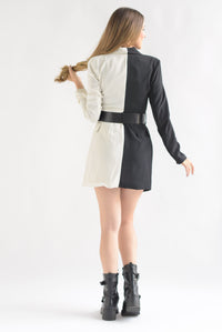 Fashion Styled Blazer dress bitono Blanco y Negro