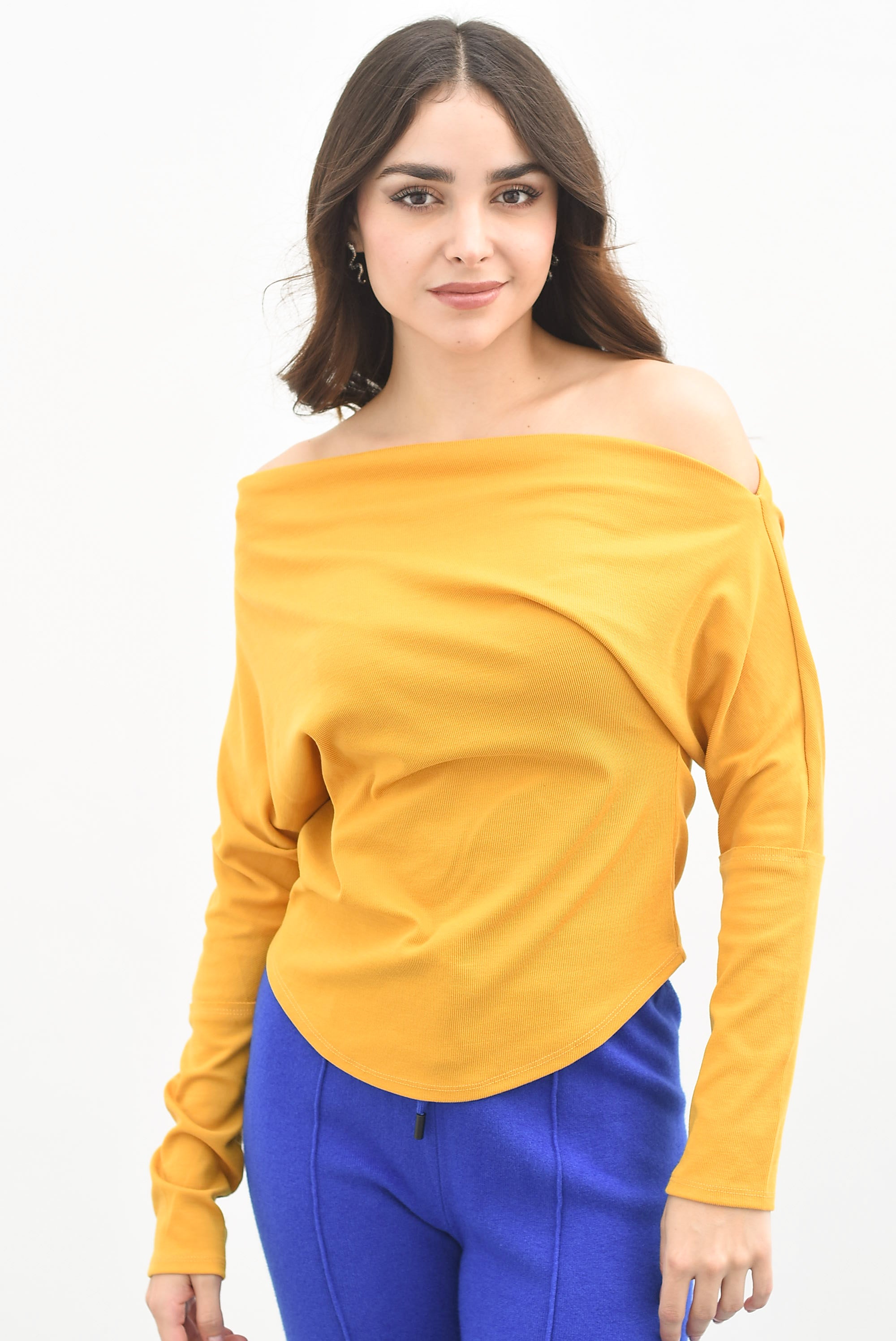 Blusa cuello ojal Amarillo Mango