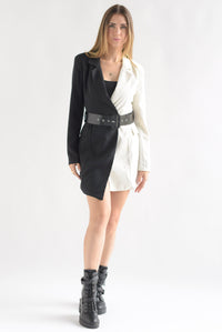 Fashion Styled Blazer dress bitono Blanco y Negro