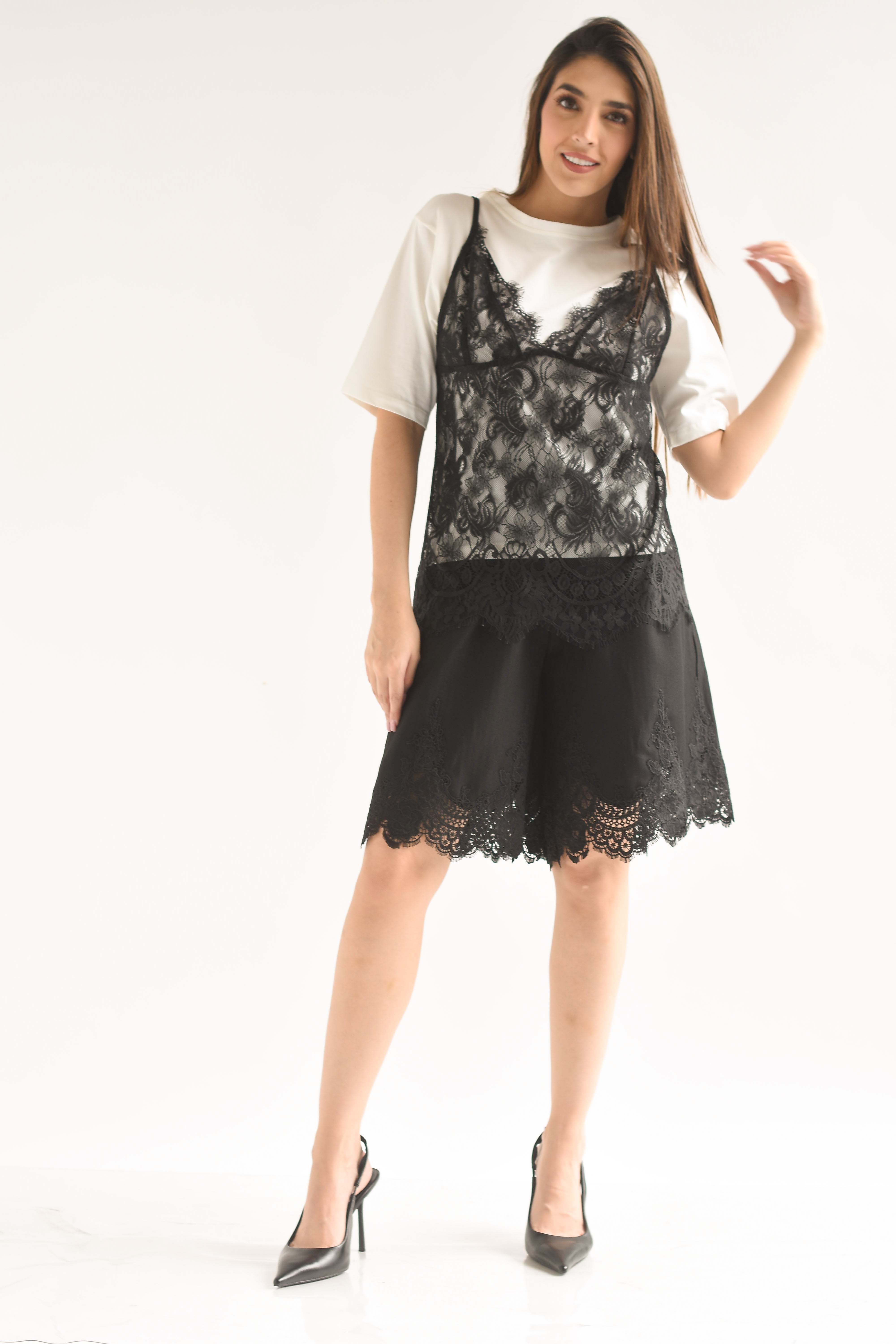 T-Shirt con Top encaje