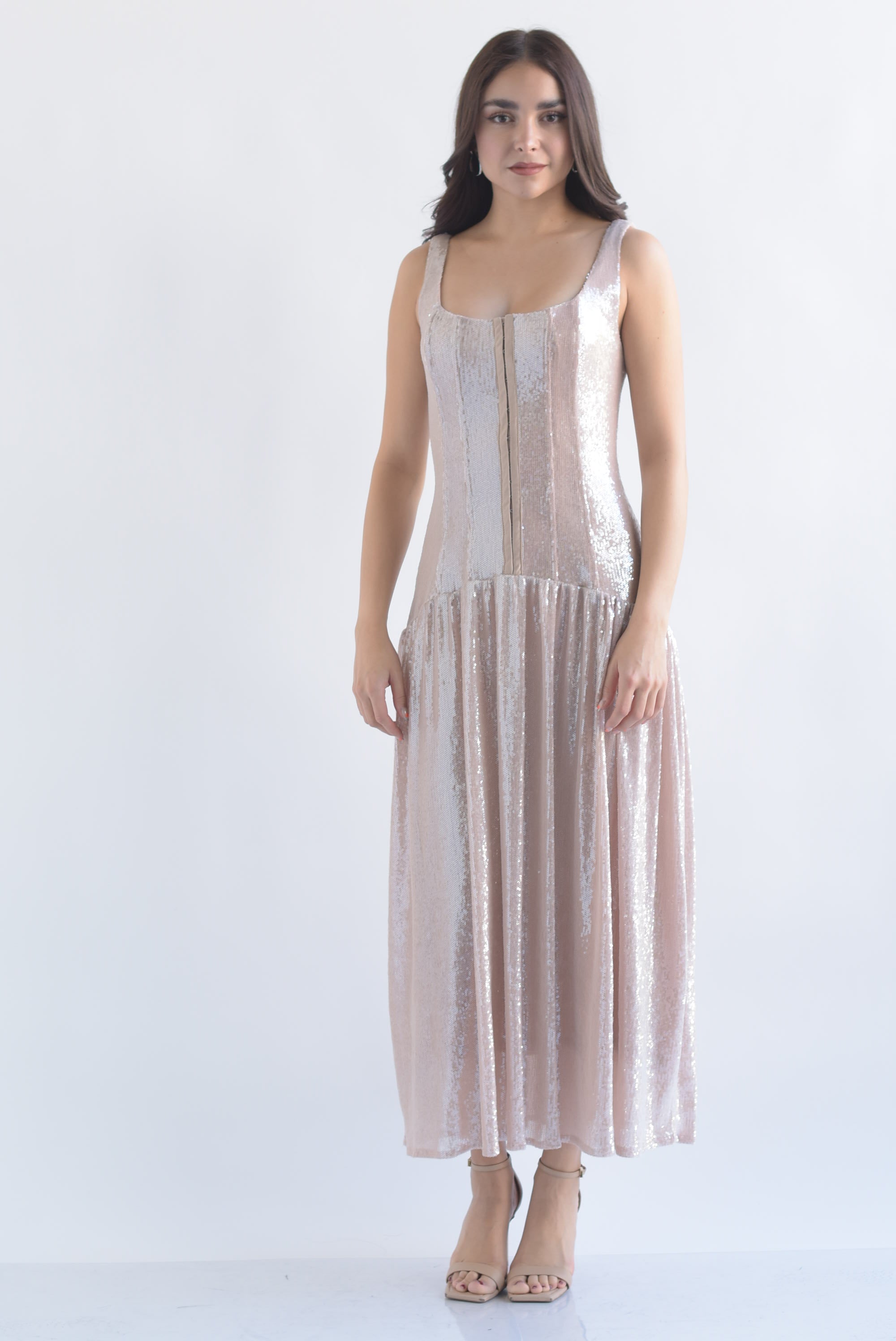 Vestido torso largo lentejuela