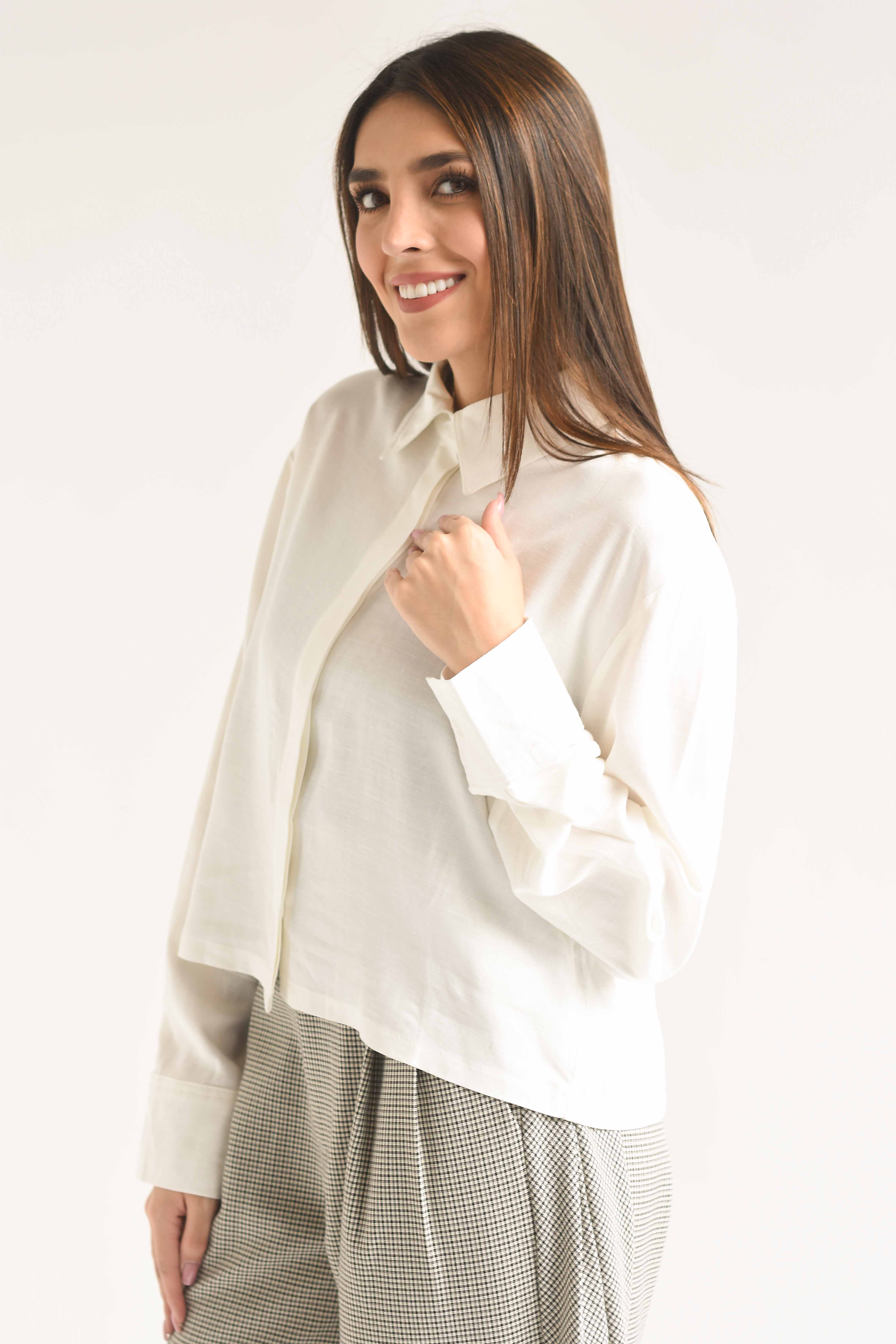 Camisa crop pinza lino