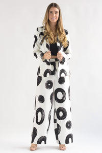 Fashion Styled Set Pantalón y Blazer círculos Blanco y Negro