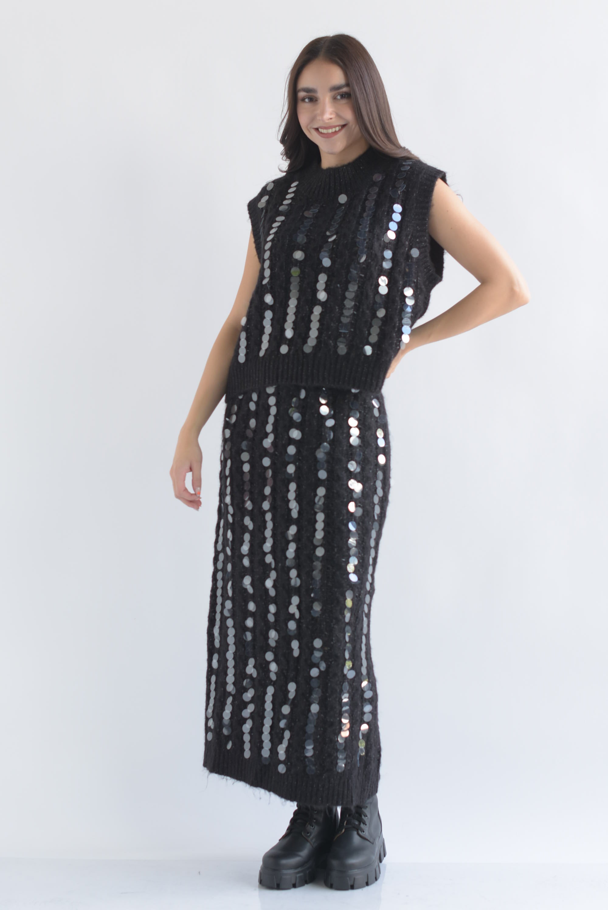 Falda punto lentejuela