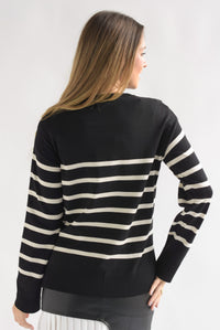 Fashion Styled Sweater ligero líneas Negro