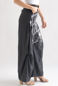 Fashion Styled Pantalón super wide estampado perlas Negro