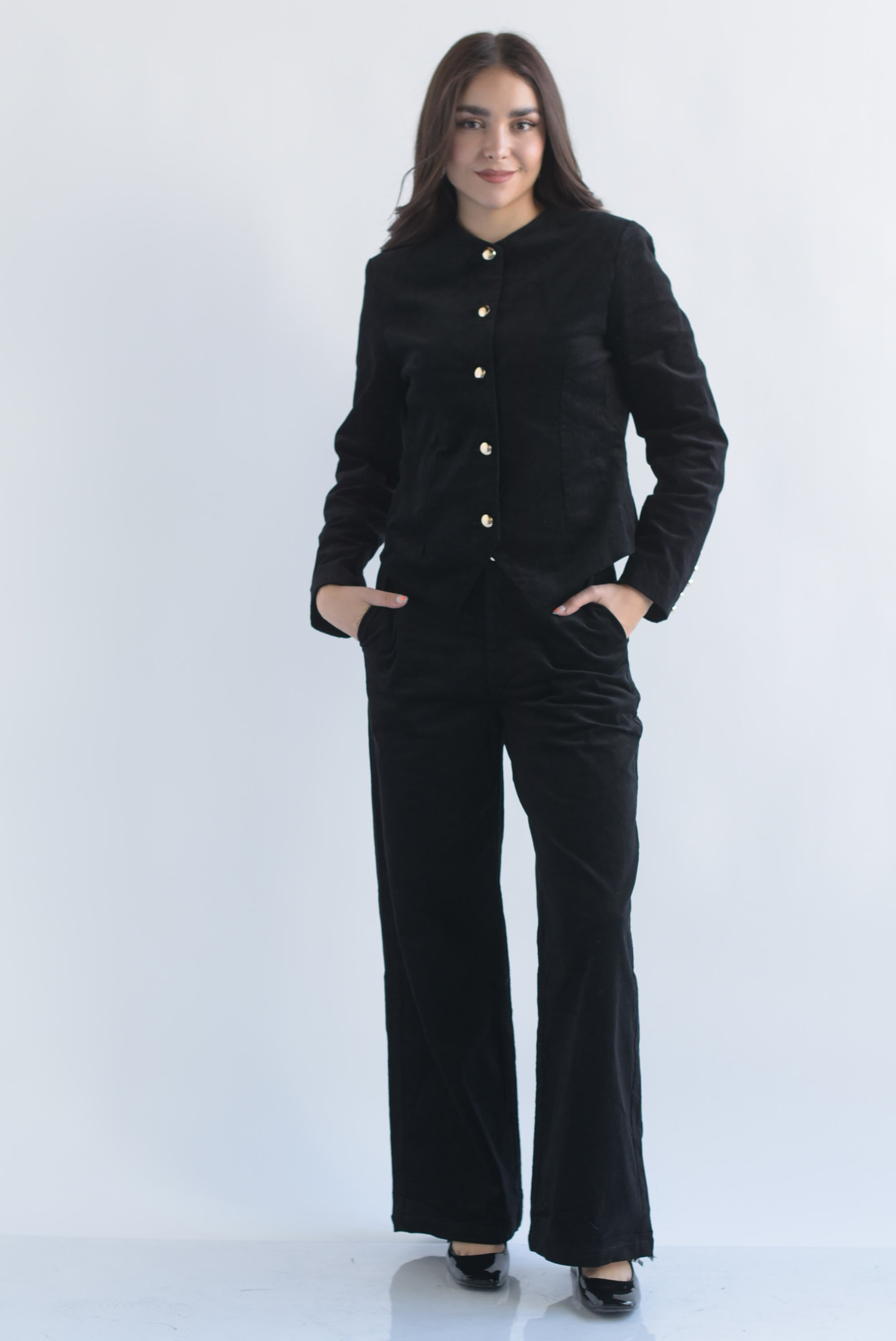 Set Pantalón y Blazer sin solapa terciopelo