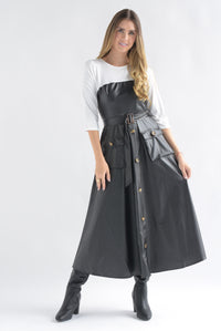 Fashion Styled Vestido cargo vinipiel blusa en sobreposición