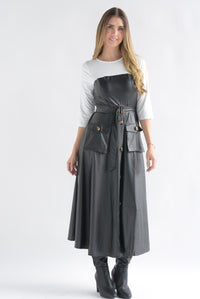 Fashion Styled Vestido cargo vinipiel blusa en sobreposición
