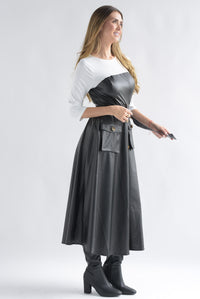 Fashion Styled Vestido cargo vinipiel blusa en sobreposición
