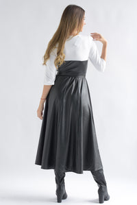 Fashion Styled Vestido cargo vinipiel blusa en sobreposición