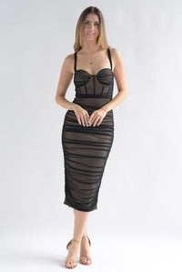Fashion Styled Vestido mesh corset Negro