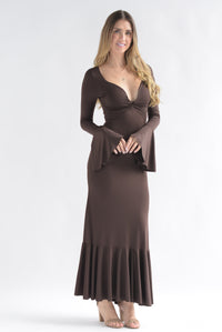 Fashion Styled Vestido largo spandex olanes Espresso