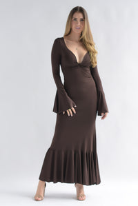 Fashion Styled Vestido largo spandex olanes Espresso