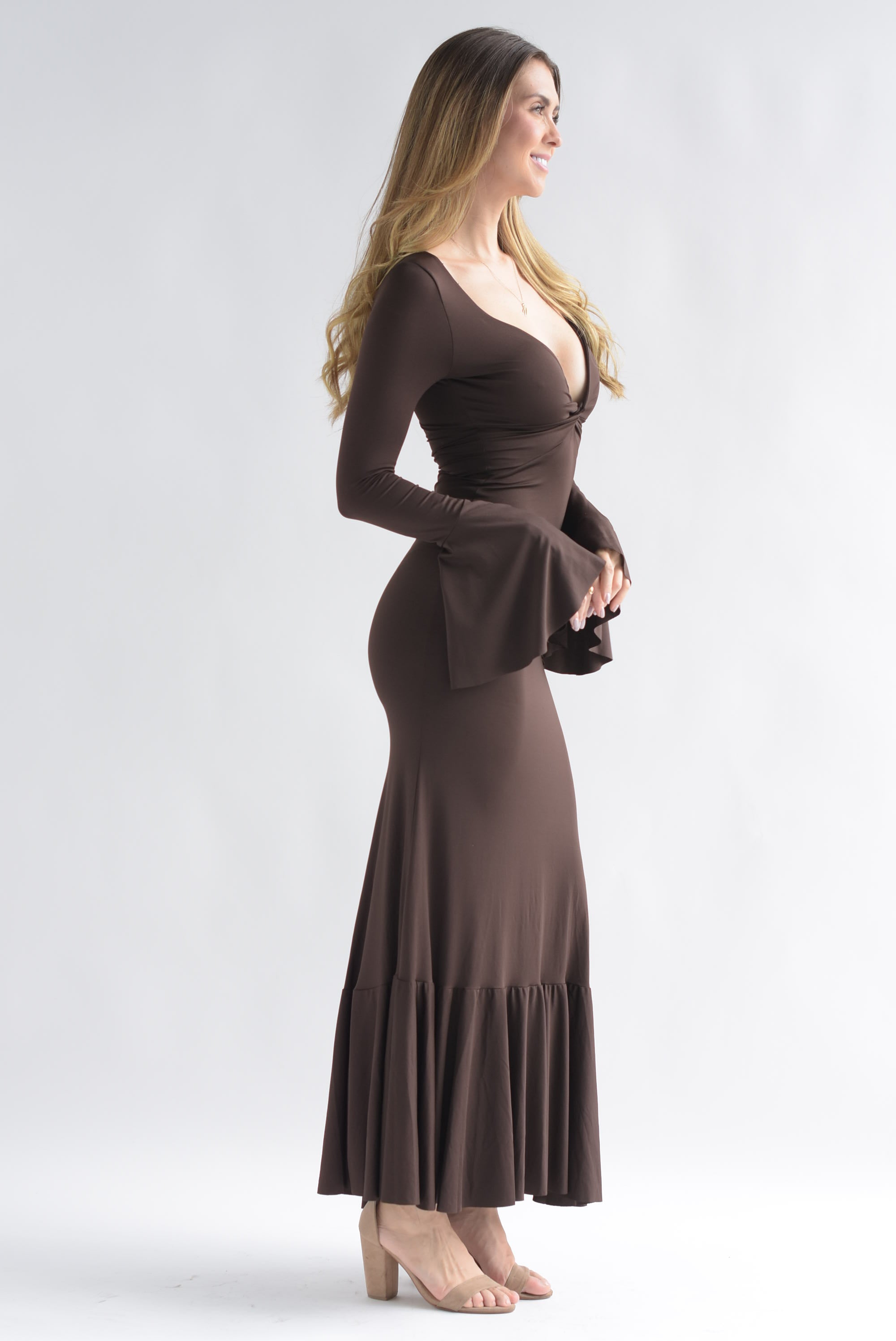 Vestido largo spandex olanes Espresso