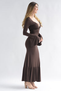 Fashion Styled Vestido largo spandex olanes Espresso
