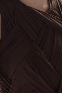 Fashion Styled Vestido largo torso trenzado Espresso