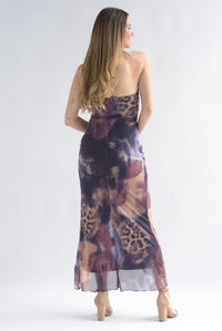 Fashion Styled Vestido strapless cut-out acuarela Leopardo