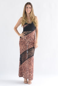 Fashion Styled Vestido lencero con encaje Leopardo