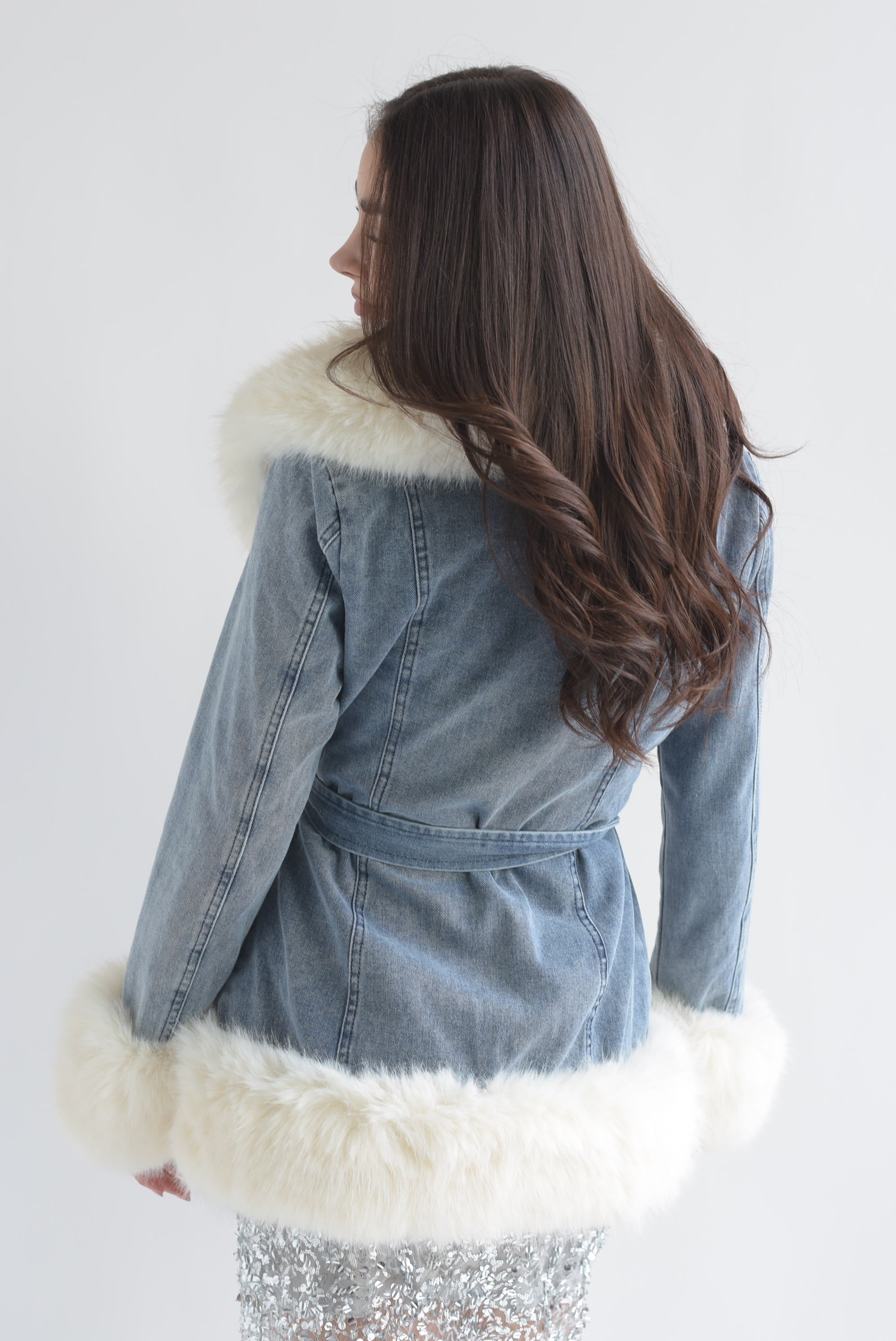 Abrigo Denim fur removible
