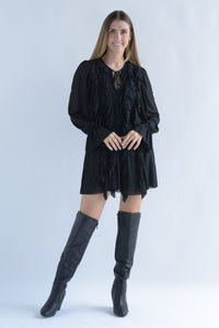 Fashion Styled Vestido olanes cinta Negro