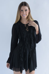 Fashion Styled Vestido olanes cinta Negro