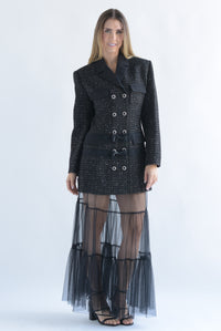 Fashion Styled Vestido tipo Blazer falda tulle Negro