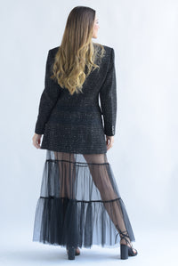 Fashion Styled Vestido tipo Blazer falda tulle Negro