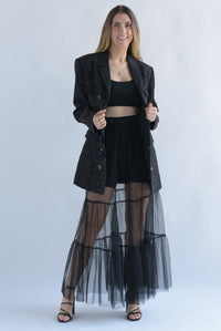 Fashion Styled Vestido tipo Blazer falda tulle Negro