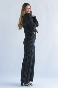 Fashion Styled Set Pantalón y Blazer olán tweed Negro