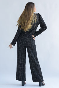 Fashion Styled Set Pantalón y Blazer olán tweed Negro