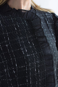 Fashion Styled Set Pantalón y Blazer olán tweed Negro