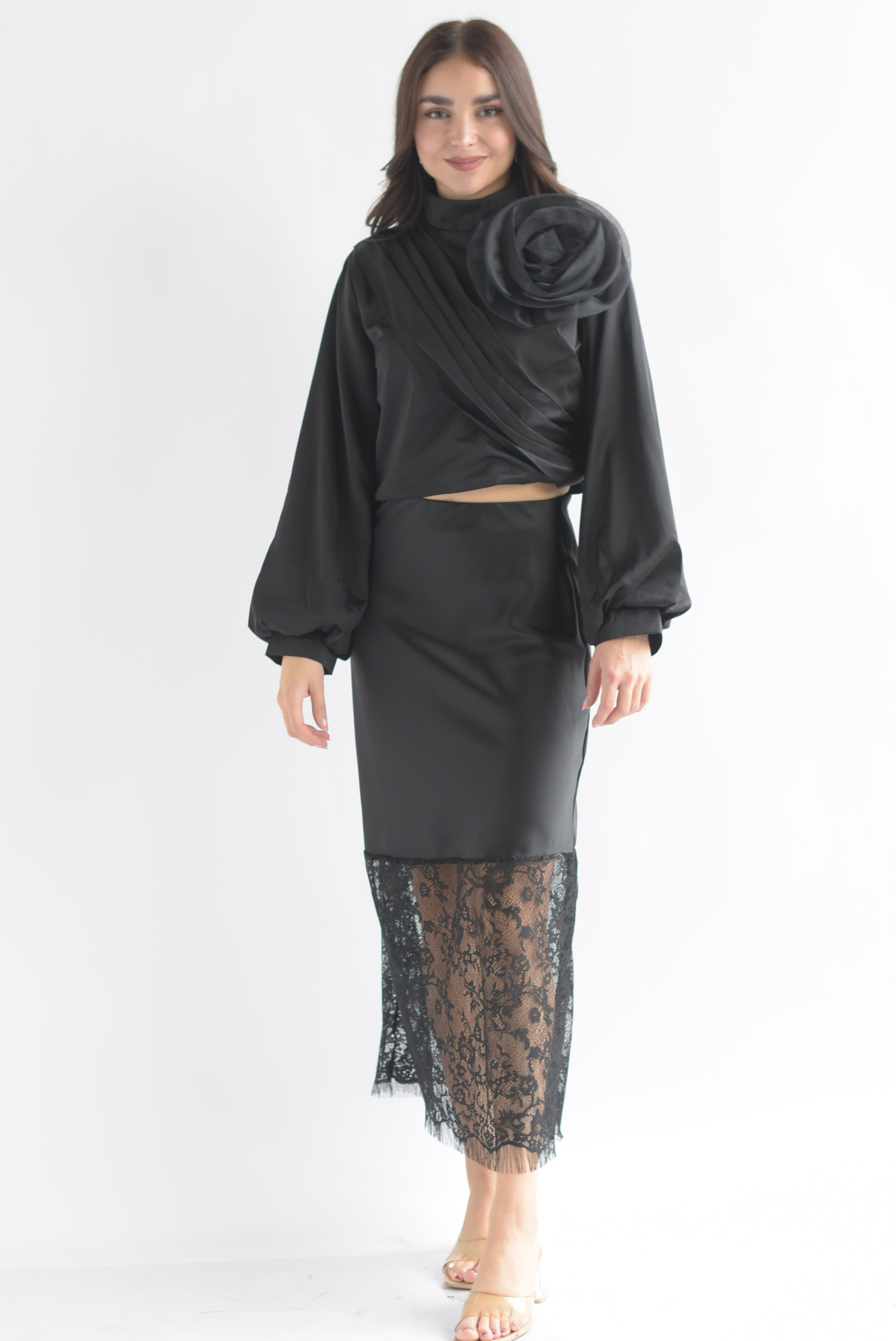 Falda lencera mitad encaje